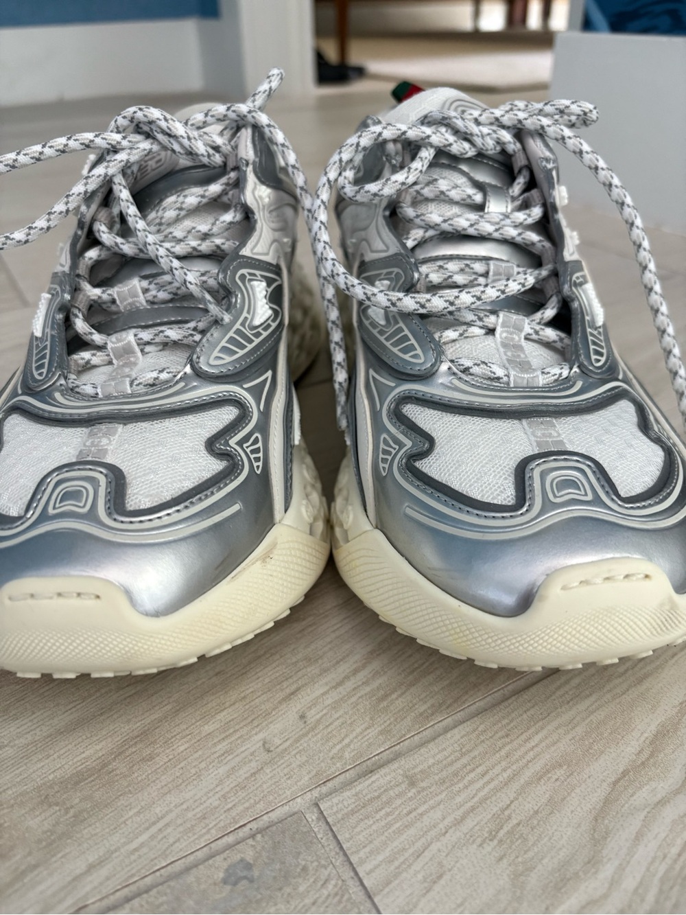 Gucci Silver White Chunky Sneakers - Picture 2 of 9